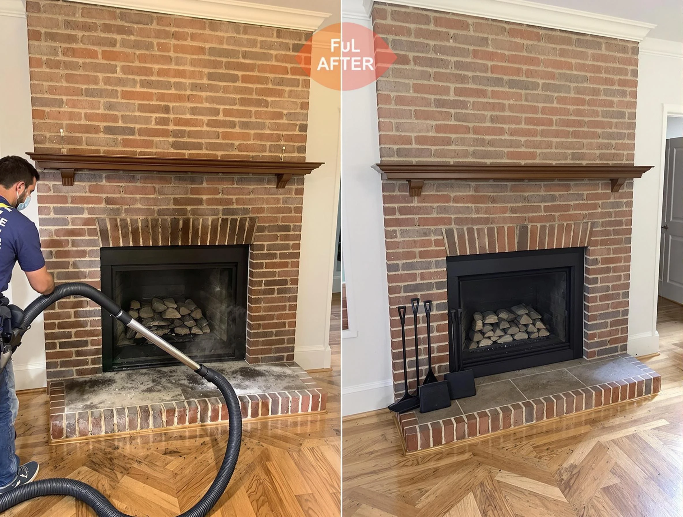 Somerset Chimney Sweep carefully sanitizing a fireplace in Somerset, NJ